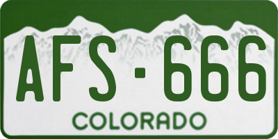 CO license plate AFS666