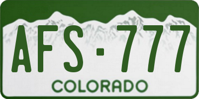 CO license plate AFS777