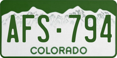 CO license plate AFS794