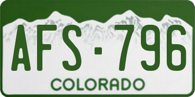 CO license plate AFS796
