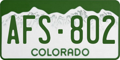 CO license plate AFS802