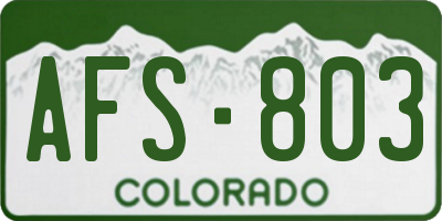 CO license plate AFS803
