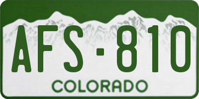 CO license plate AFS810