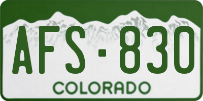 CO license plate AFS830