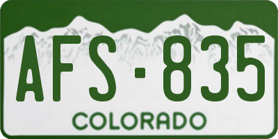 CO license plate AFS835