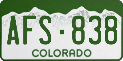 CO license plate AFS838