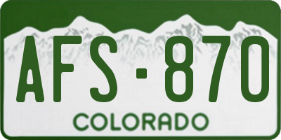 CO license plate AFS870