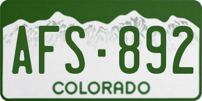CO license plate AFS892