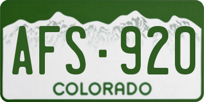 CO license plate AFS920
