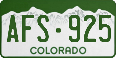 CO license plate AFS925