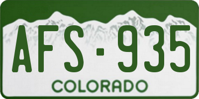 CO license plate AFS935