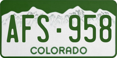 CO license plate AFS958