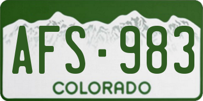 CO license plate AFS983