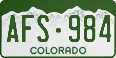 CO license plate AFS984
