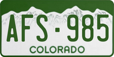 CO license plate AFS985