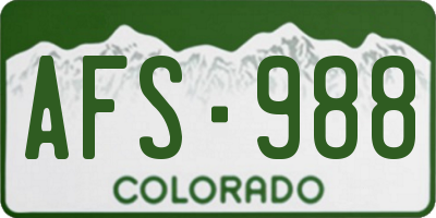 CO license plate AFS988