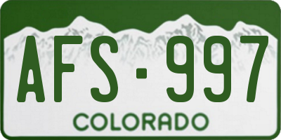 CO license plate AFS997