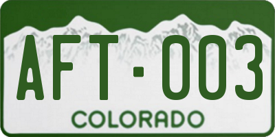 CO license plate AFT003