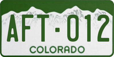 CO license plate AFT012