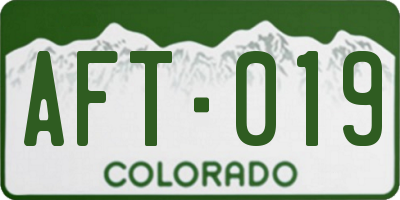 CO license plate AFT019