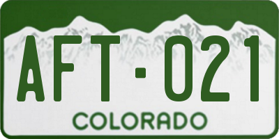 CO license plate AFT021
