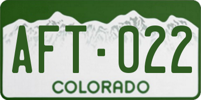 CO license plate AFT022