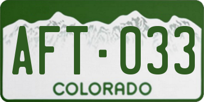 CO license plate AFT033