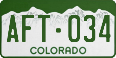 CO license plate AFT034