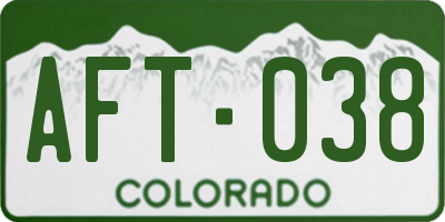CO license plate AFT038