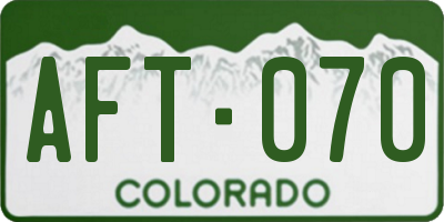 CO license plate AFT070