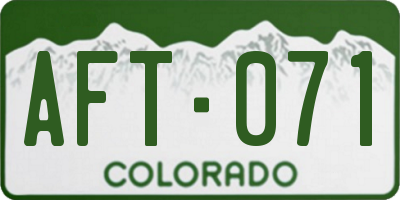CO license plate AFT071