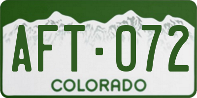 CO license plate AFT072