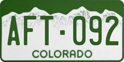CO license plate AFT092