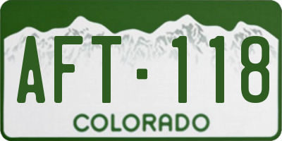 CO license plate AFT118