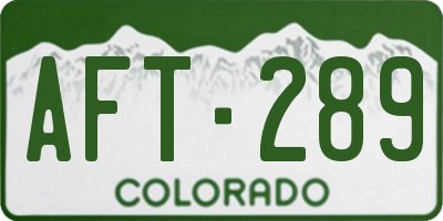 CO license plate AFT289