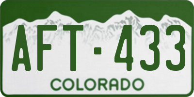 CO license plate AFT433