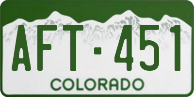 CO license plate AFT451