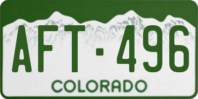 CO license plate AFT496