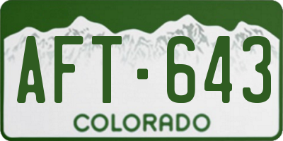 CO license plate AFT643