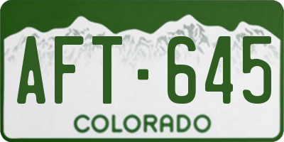 CO license plate AFT645