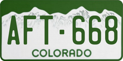 CO license plate AFT668