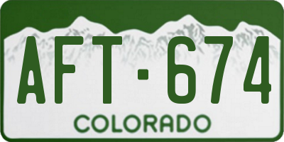 CO license plate AFT674