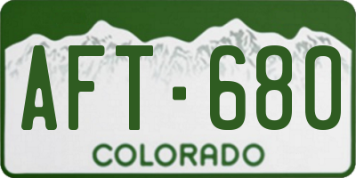 CO license plate AFT680