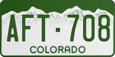 CO license plate AFT708