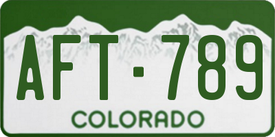 CO license plate AFT789