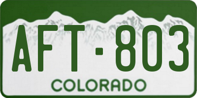 CO license plate AFT803