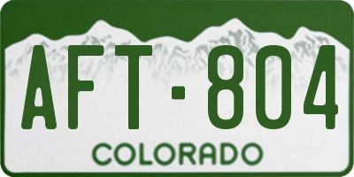 CO license plate AFT804