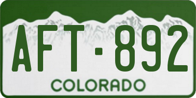 CO license plate AFT892