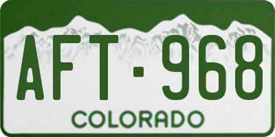 CO license plate AFT968