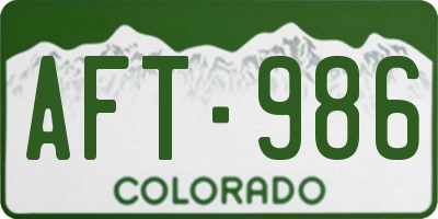 CO license plate AFT986